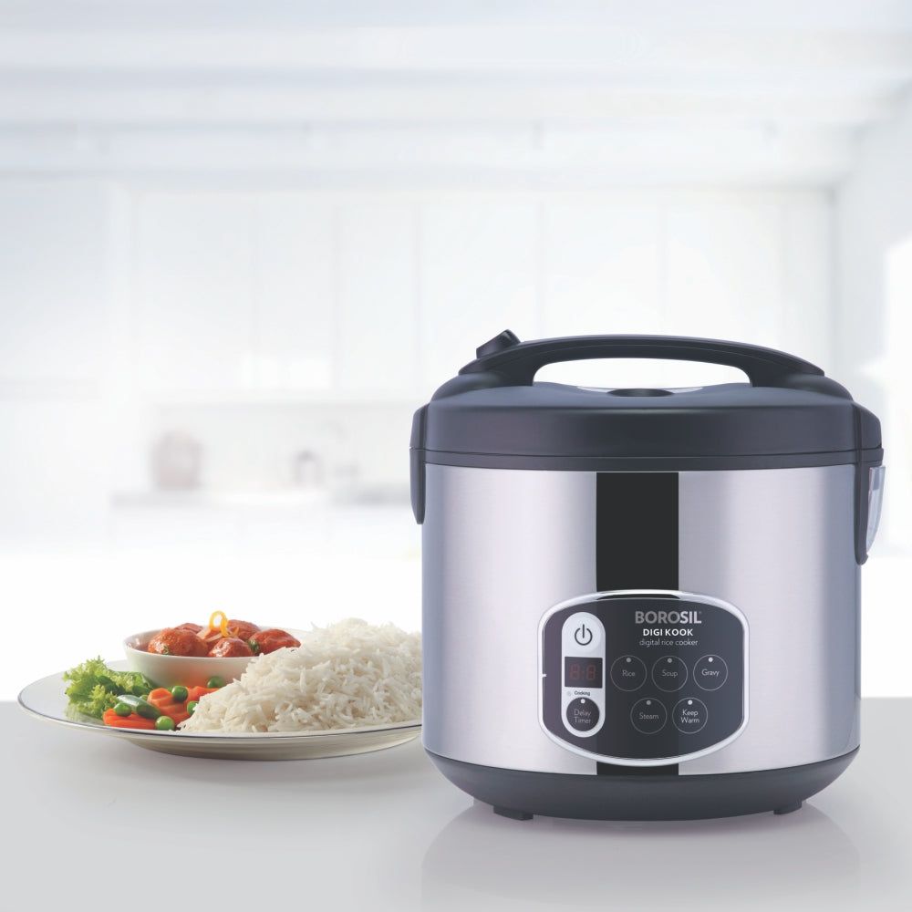 BOROSIL Digikook 1.8 Litre Electric Rice Cooker with Automatic Thermal Cutoff (Silver)_6