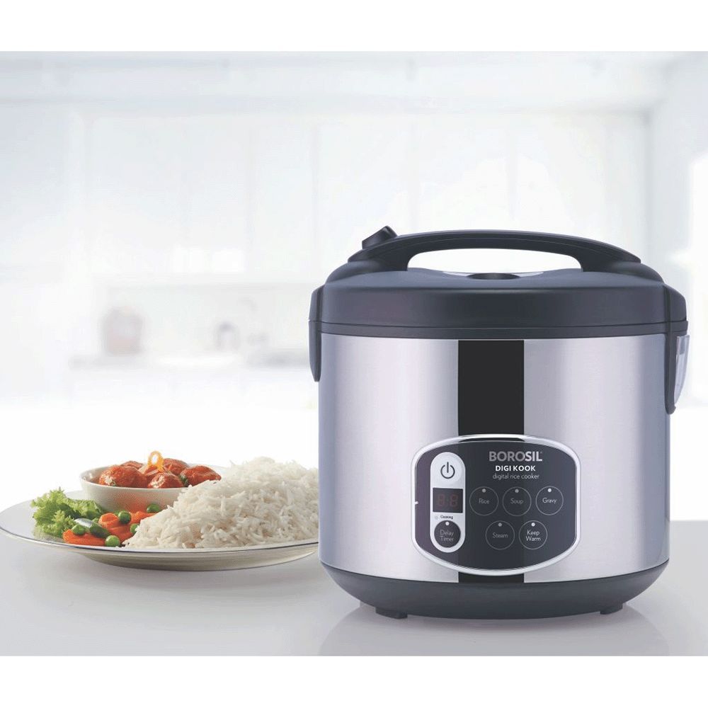 BOROSIL Digikook 1.8 Litre Electric Rice Cooker with Automatic Thermal Cutoff (Silver)_9