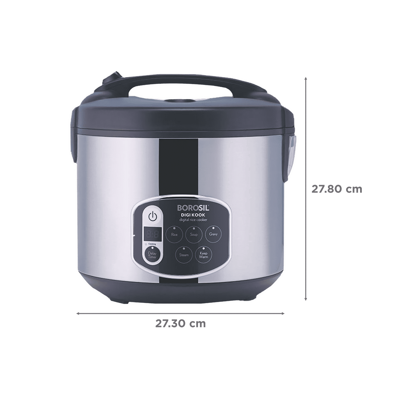 BOROSIL Digikook 1.8 Litre Electric Rice Cooker with Automatic Thermal Cutoff (Silver)_2