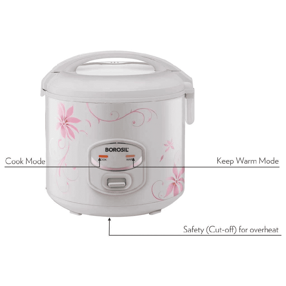 BOROSIL Pronto Deluxe II 1.8 Litre Electric Rice Cooker with Automatic Thermal Cutoff (White)_8