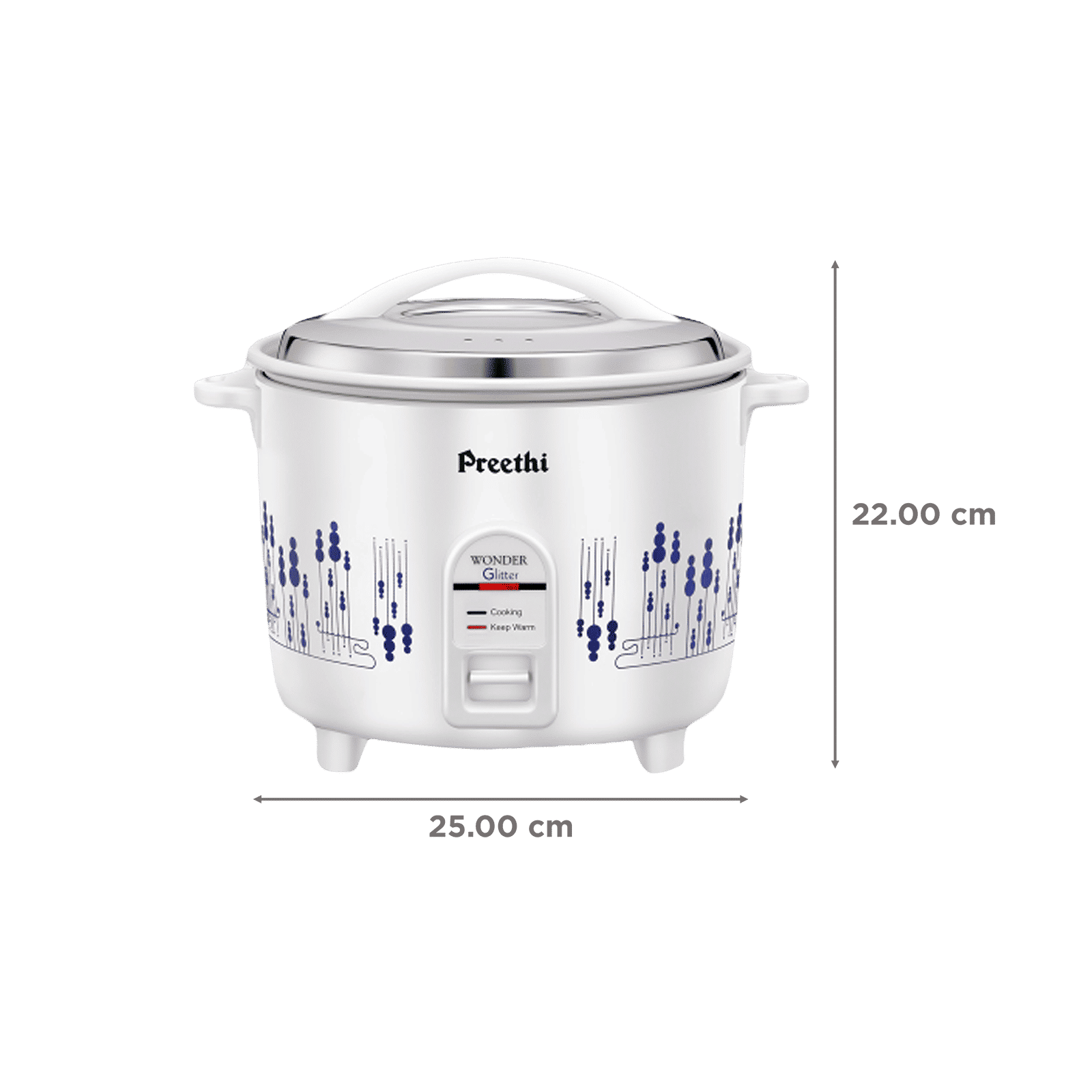 Preethi Glitter 1 Litre Electric Rice Cooker with RoHS Compliance (White)_2