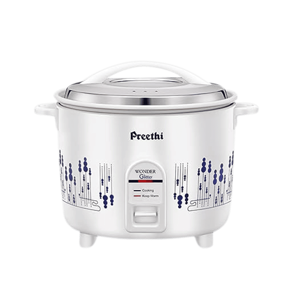 Preethi Glitter 2.2 Litre Electric Rice Cooker with Rust Proof Body (White)_1