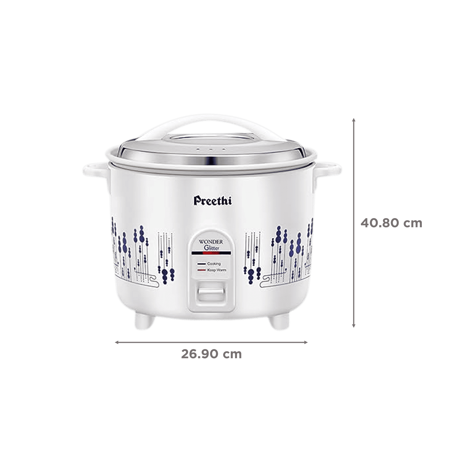 Preethi Glitter 2.2 Litre Electric Rice Cooker with Rust Proof Body (White)_2