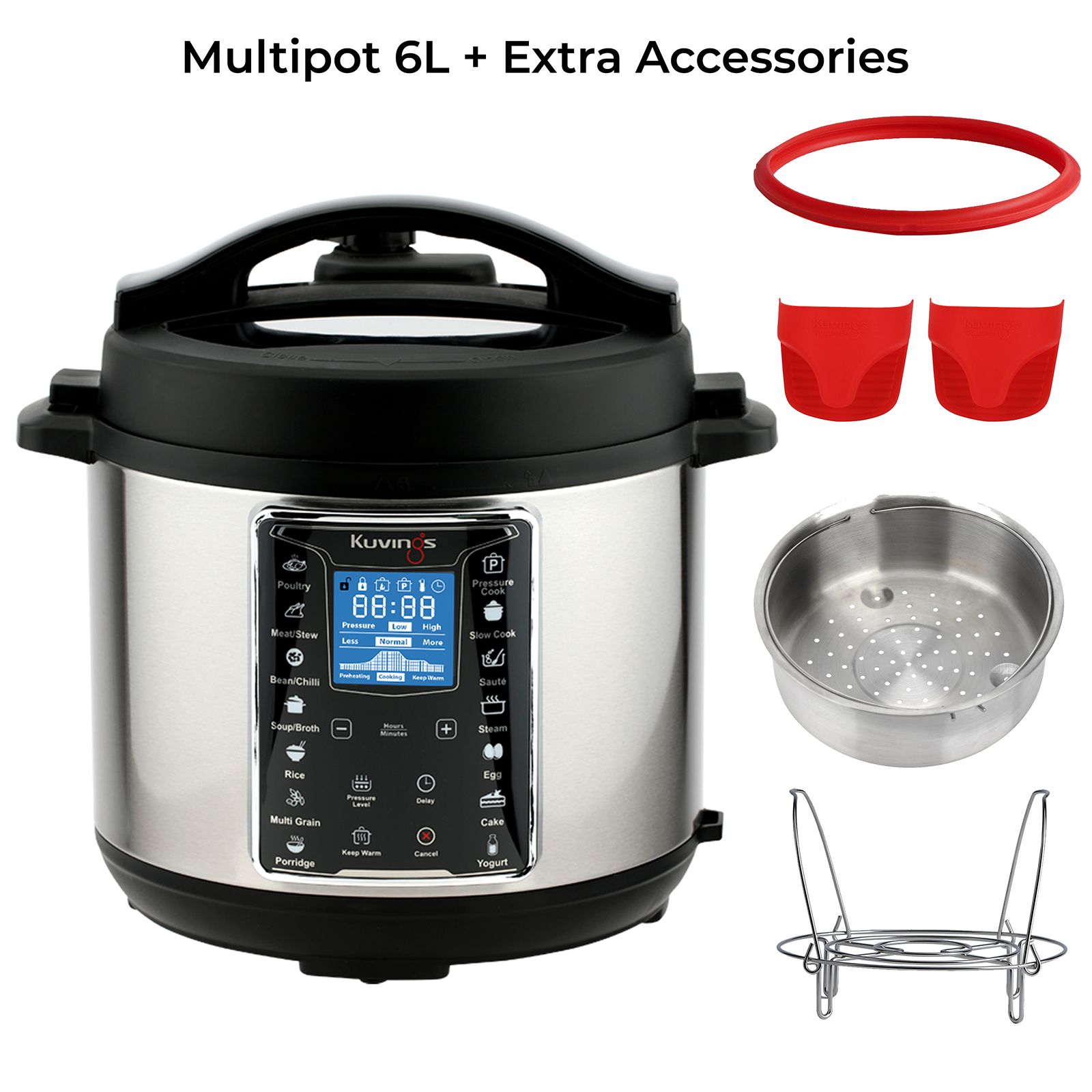 Kuvings Multipot 6 Litre Electric Pressure Cooker with 14 Easy Touch Cooking Program (Silver)_4