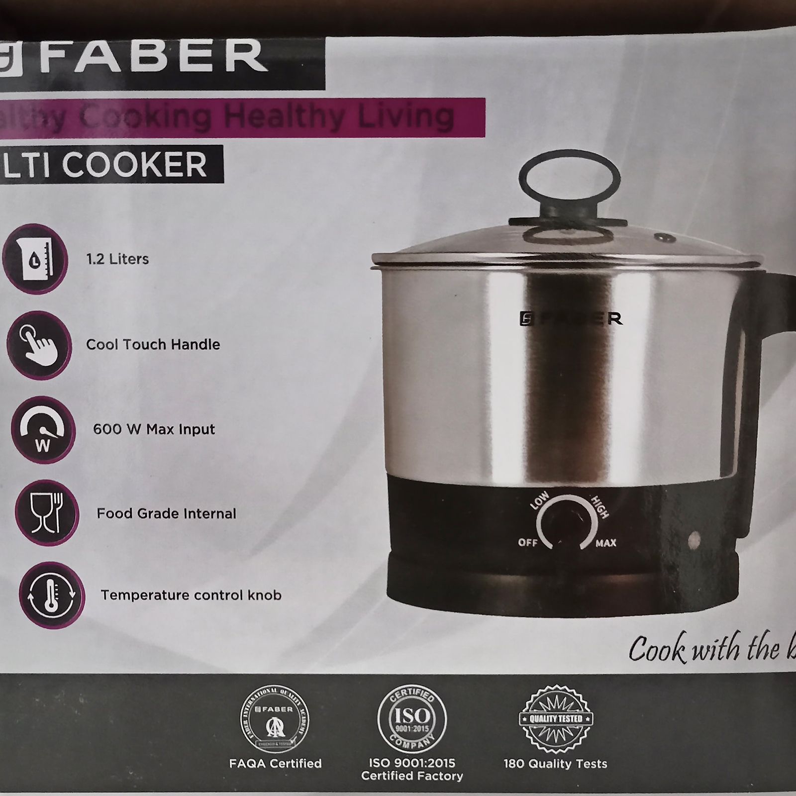 FABER FWK 1.2 Litre Electric Multi Cooker with Cool Touch Handle (Silver)_9