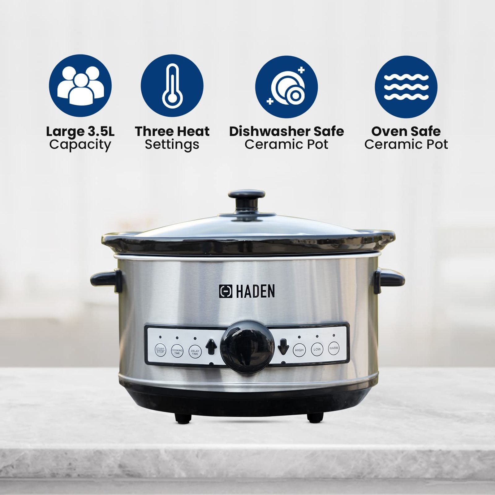 HADEN 3.5 Litre Electric Slow Cooker with Power Light Indicator (Silver) HADEN 3.5 Litre Electric Slow Cooker with Power Light Indicator (Silver)_9