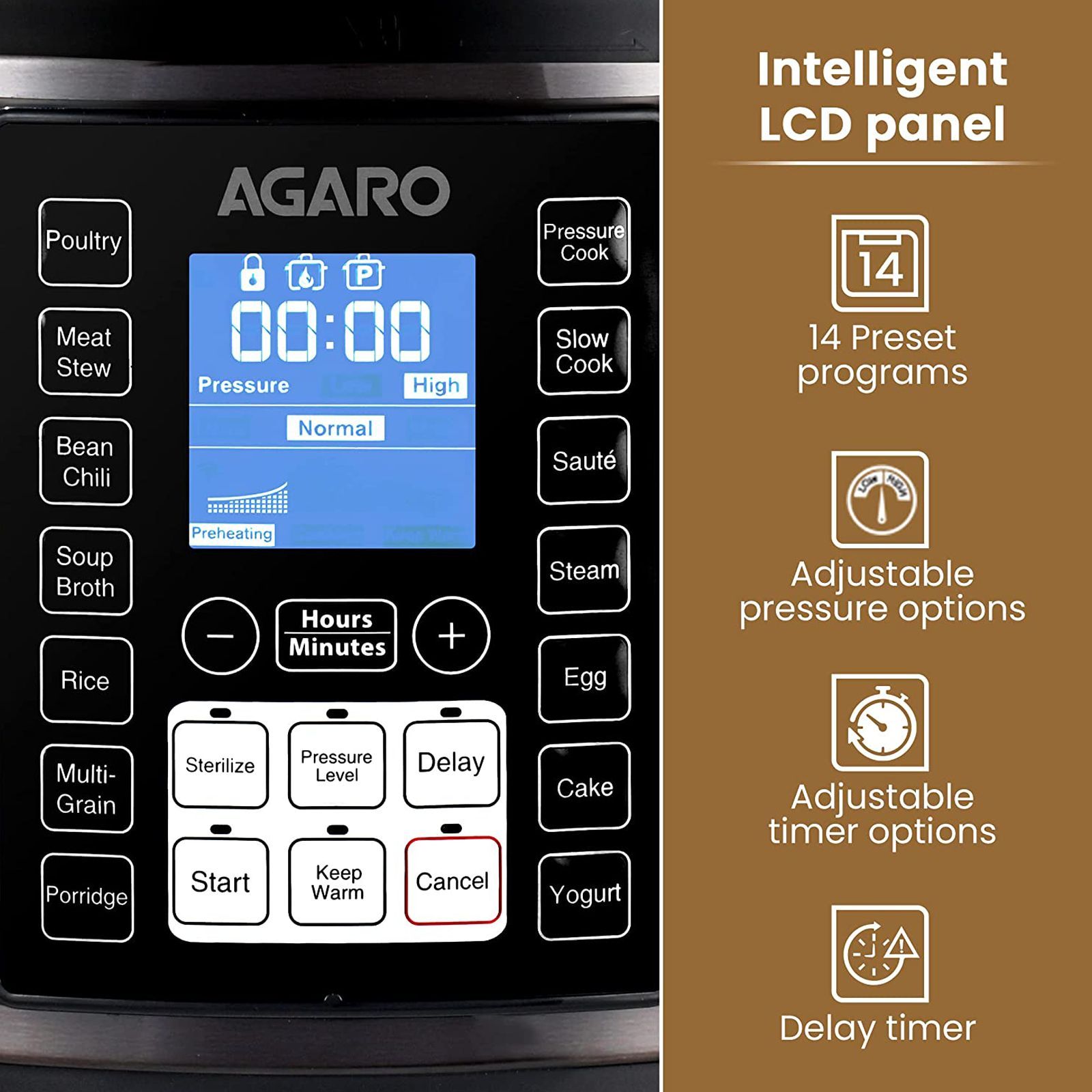 AGARO Imperial 6 Litre Electric Pressure Cooker with Keep Warm Function (Black)_13