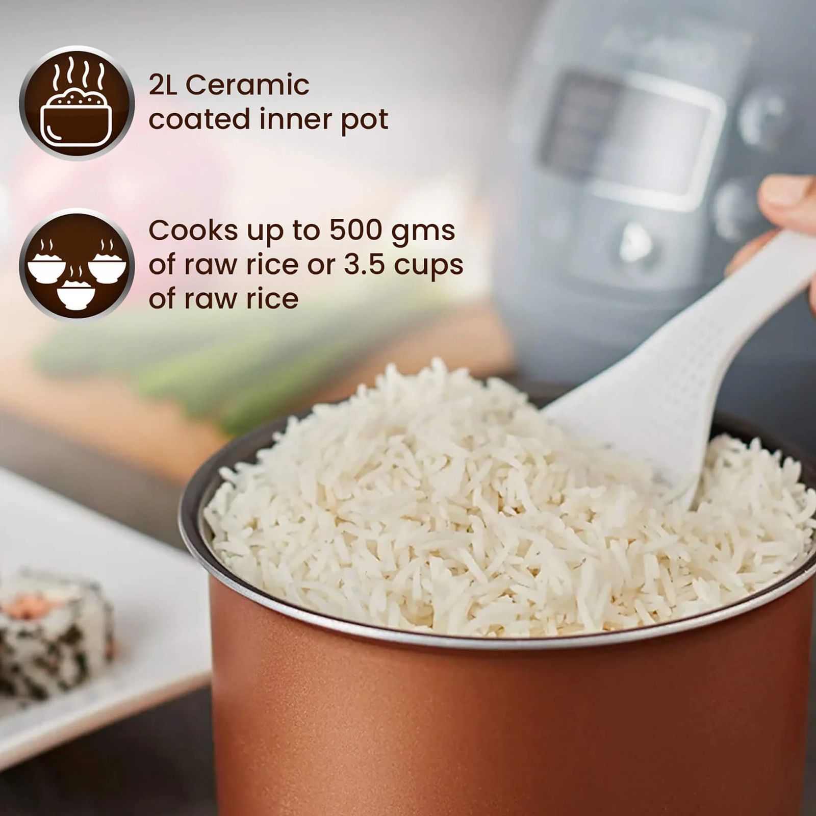 AGARO Imperial 2 Litre Electric Rice Cooker with Keep Warm Function (Grey)_7