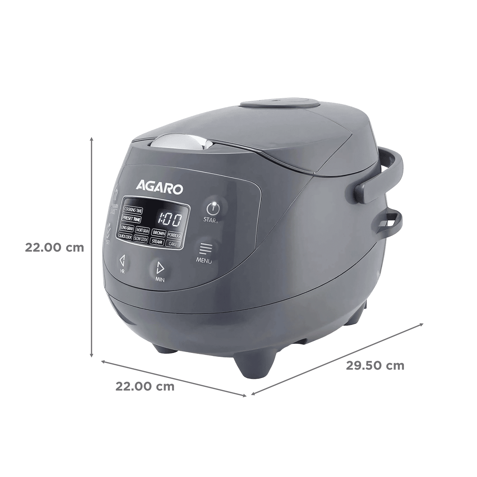 AGARO Imperial 2 Litre Electric Rice Cooker with Keep Warm Function (Grey)_2