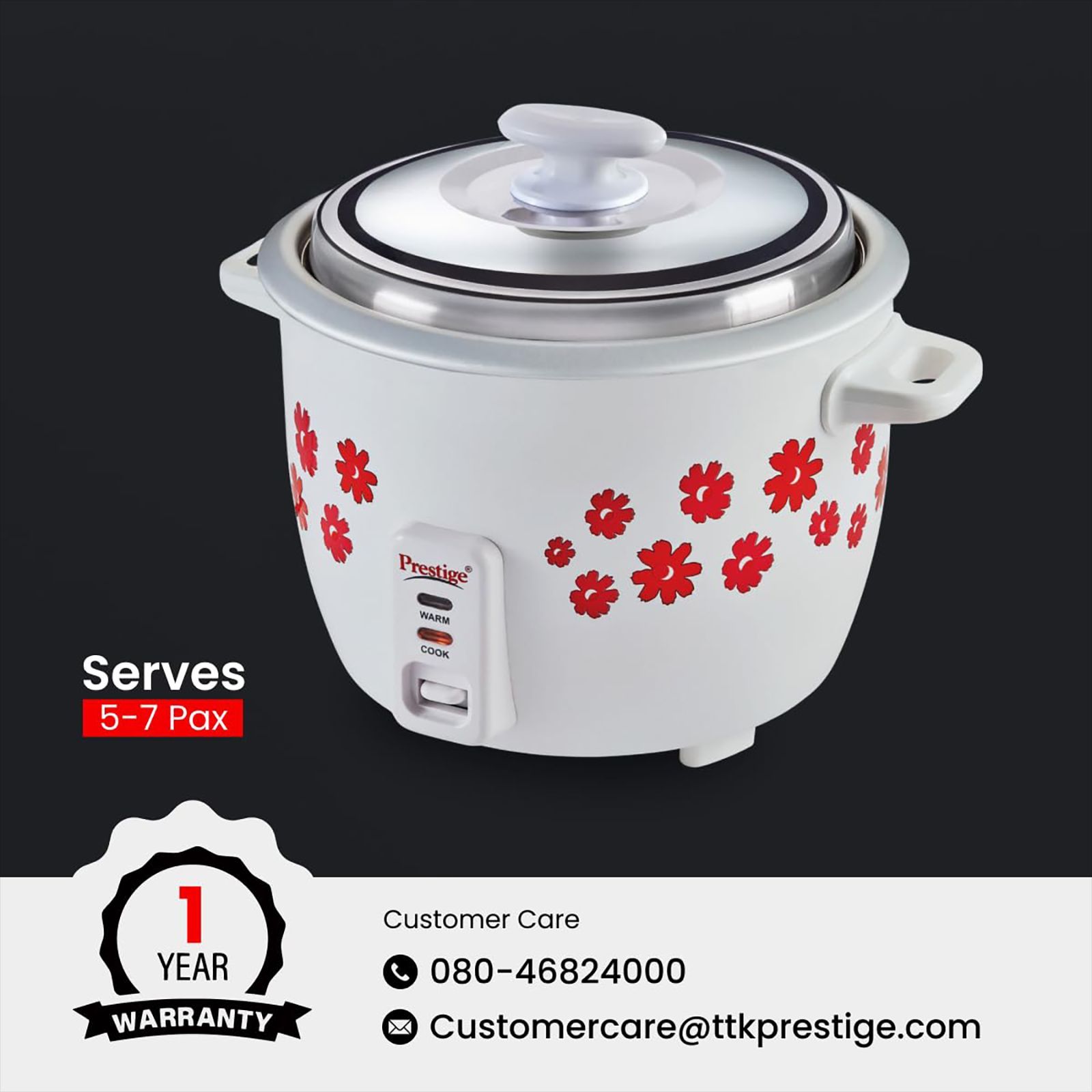 Prestige Delight PRWO 1.8 Litre Electric Rice Cooker with Keep Warm Function (White) Prestige Delight PRWO 1.8 Litre Electric Rice Cooker with Keep Warm Function (White)_6