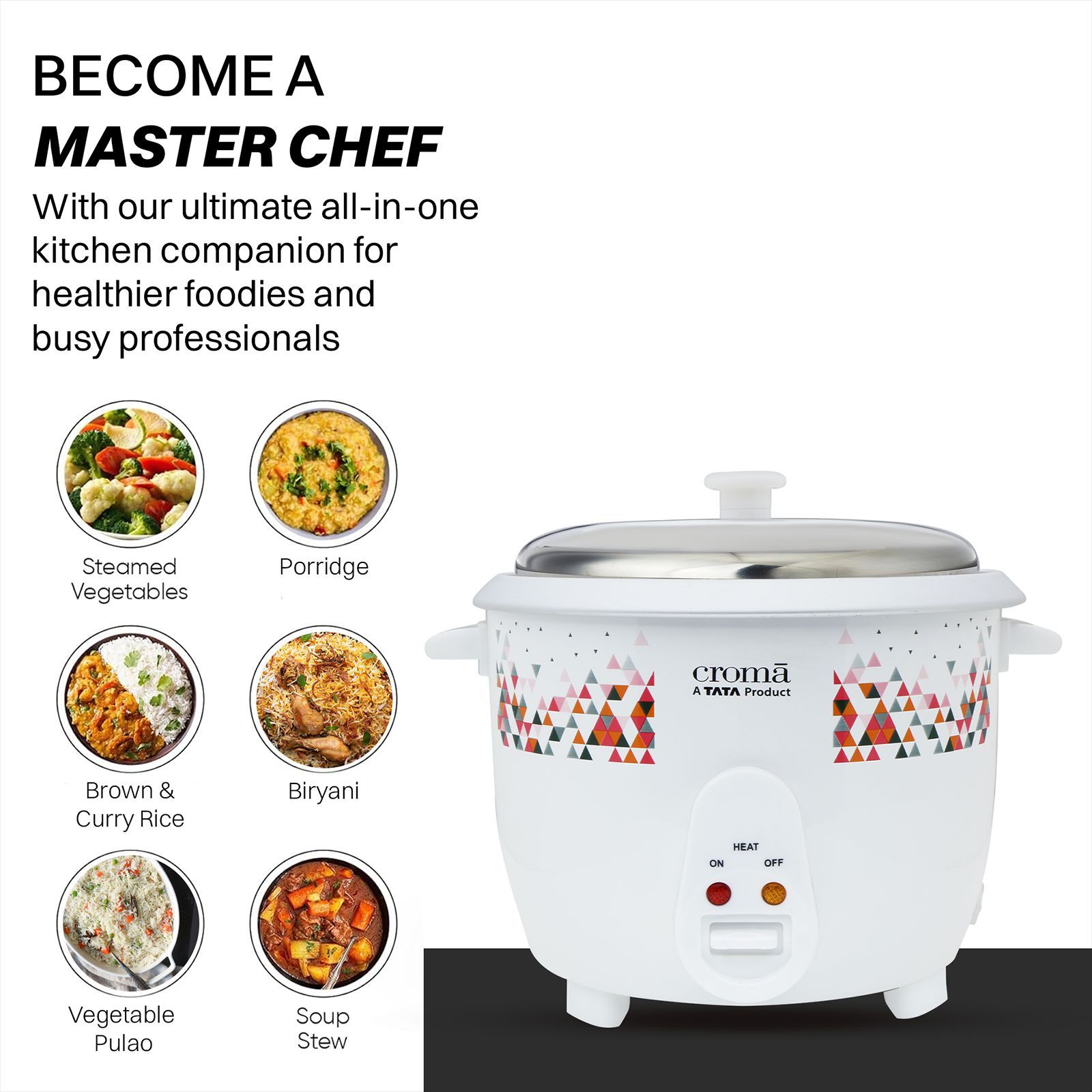 Croma 1.8 Litre Electric Rice Cooker with Keep Warm Function (White) Croma 1.8 Litre Electric Rice Cooker with Keep Warm Function (White)_11