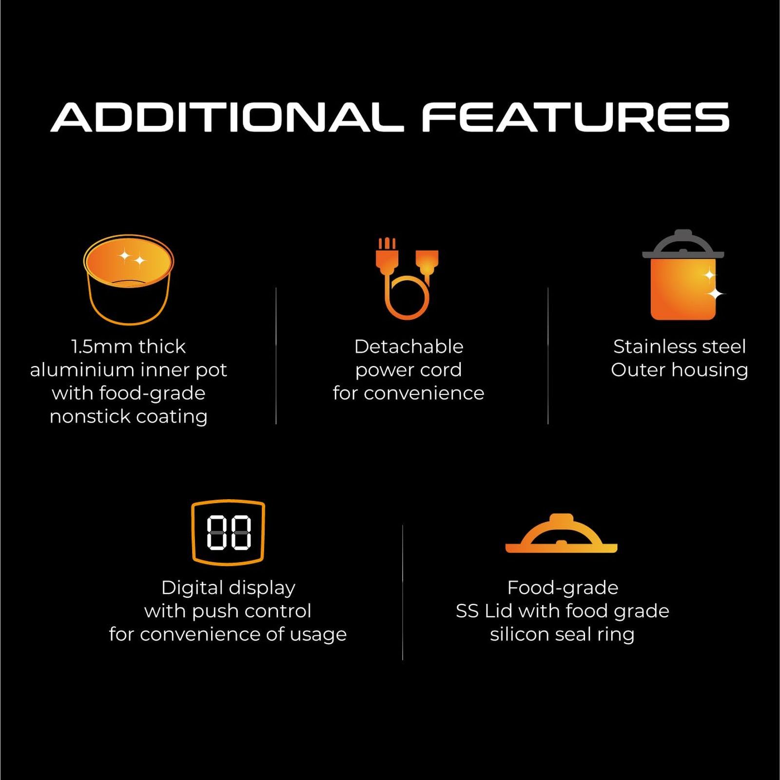 USHA iChef 6 Litre Electric Pressure Cooker with 10 Indian Preset Menu (Black) USHA iChef 6 Litre Electric Pressure Cooker with 10 Indian Preset Menu (Black)_6