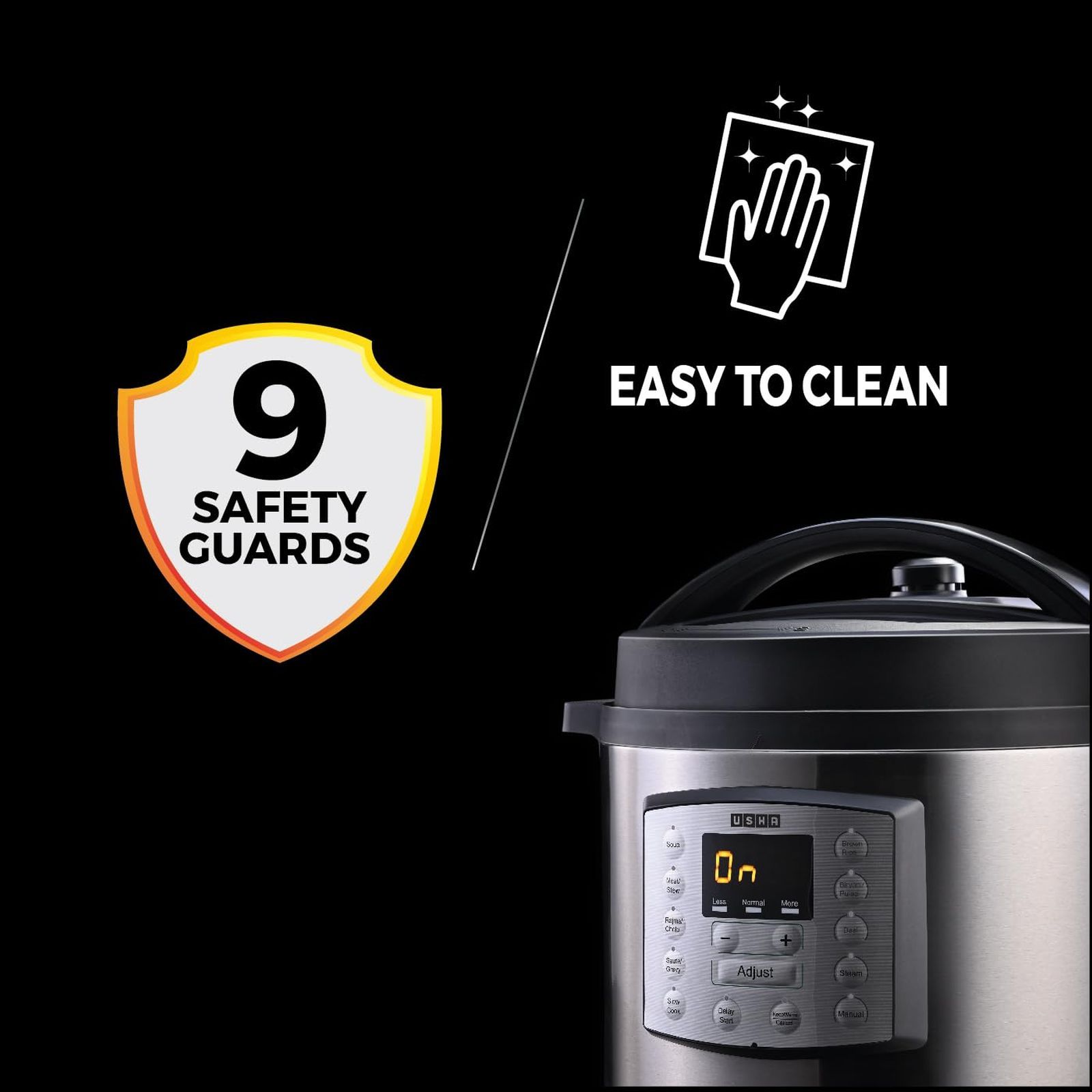 USHA iChef 6 Litre Electric Pressure Cooker with 10 Indian Preset Menu (Black) USHA iChef 6 Litre Electric Pressure Cooker with 10 Indian Preset Menu (Black)_5