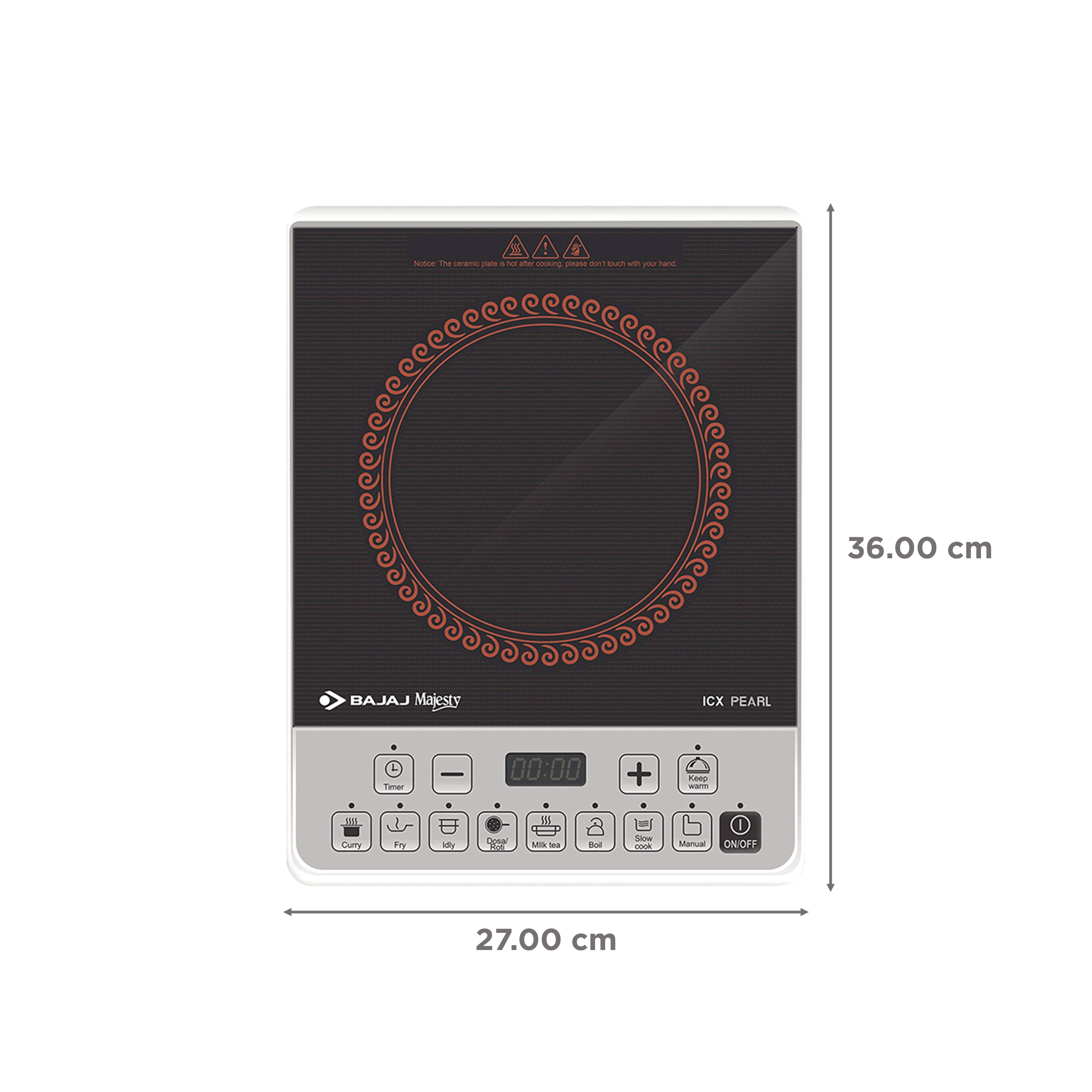 Bajaj Majesty ICX Pearl 1900W Induction Cooktop with 8 Preset Menus_2