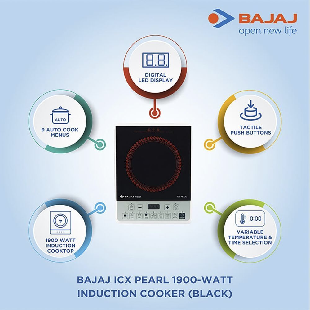 Bajaj Majesty ICX Pearl 1900W Induction Cooktop with 8 Preset Menus_4