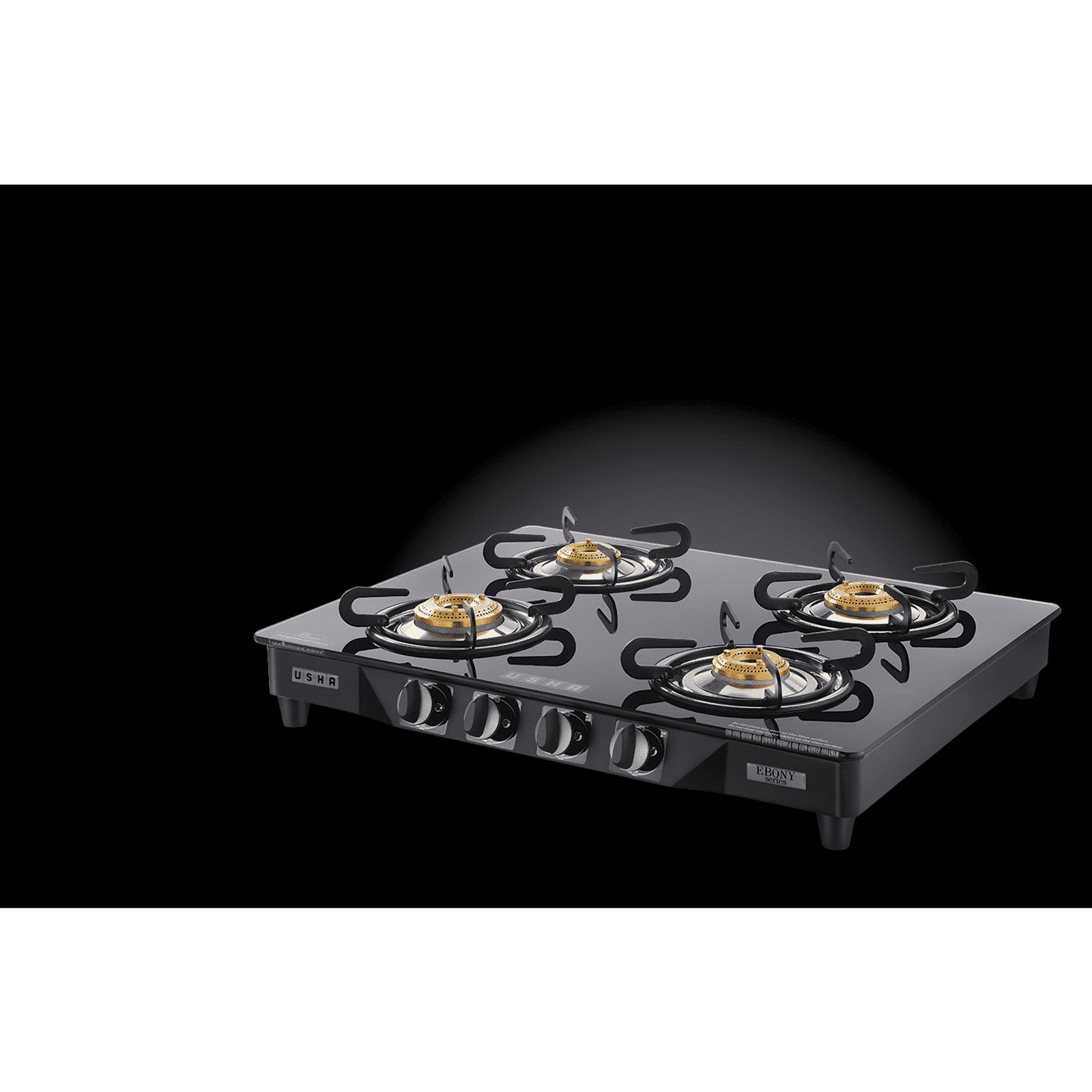 USHA Ebony GS4001 Toughened Glass Top 4 Burner Automatic Gas Stove (Slim Line Design, Black)_10