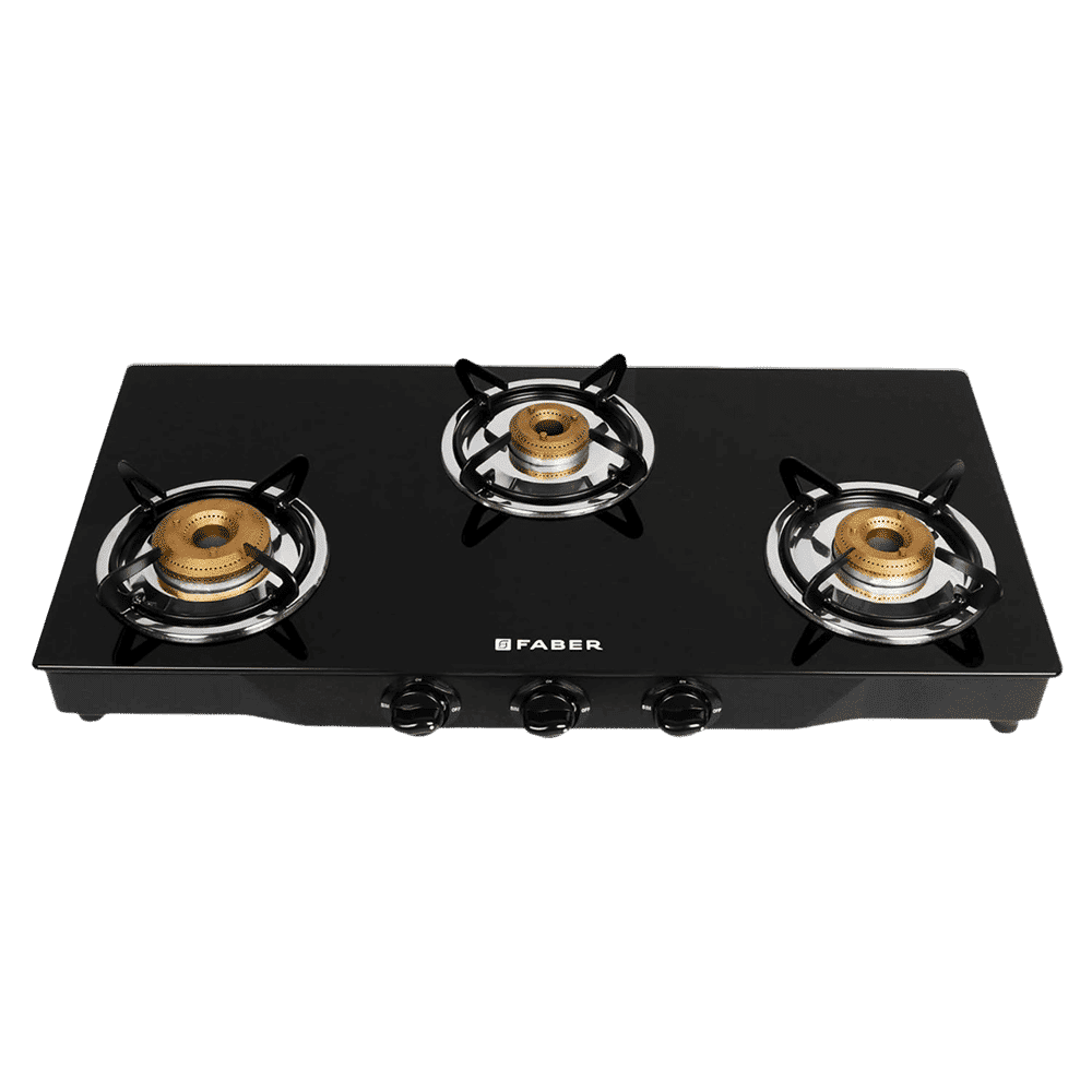 Faber Jumbo 3BB BK Toughened Glass Top 3 Burner Manual Gas Stove (Corrosion Resistance, Black)_9