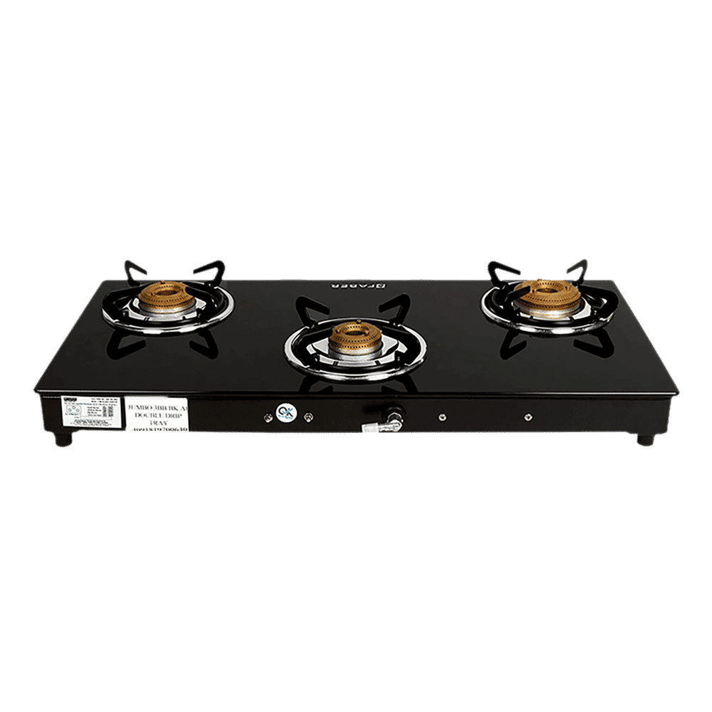 Faber Jumbo 3BB BK Toughened Glass Top 3 Burner Manual Gas Stove (Corrosion Resistance, Black)_6