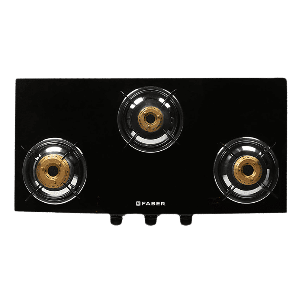 Faber Jumbo 3BB BK Toughened Glass Top 3 Burner Manual Gas Stove (Corrosion Resistance, Black)_7
