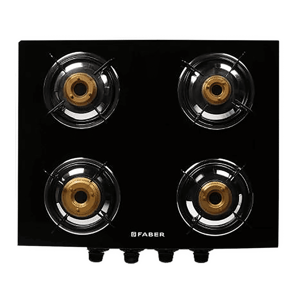 Faber Jumbo 4BB BK Toughened Glass Top 4 Burner Manual Gas Stove (Corrosion Resistance, Black)_11