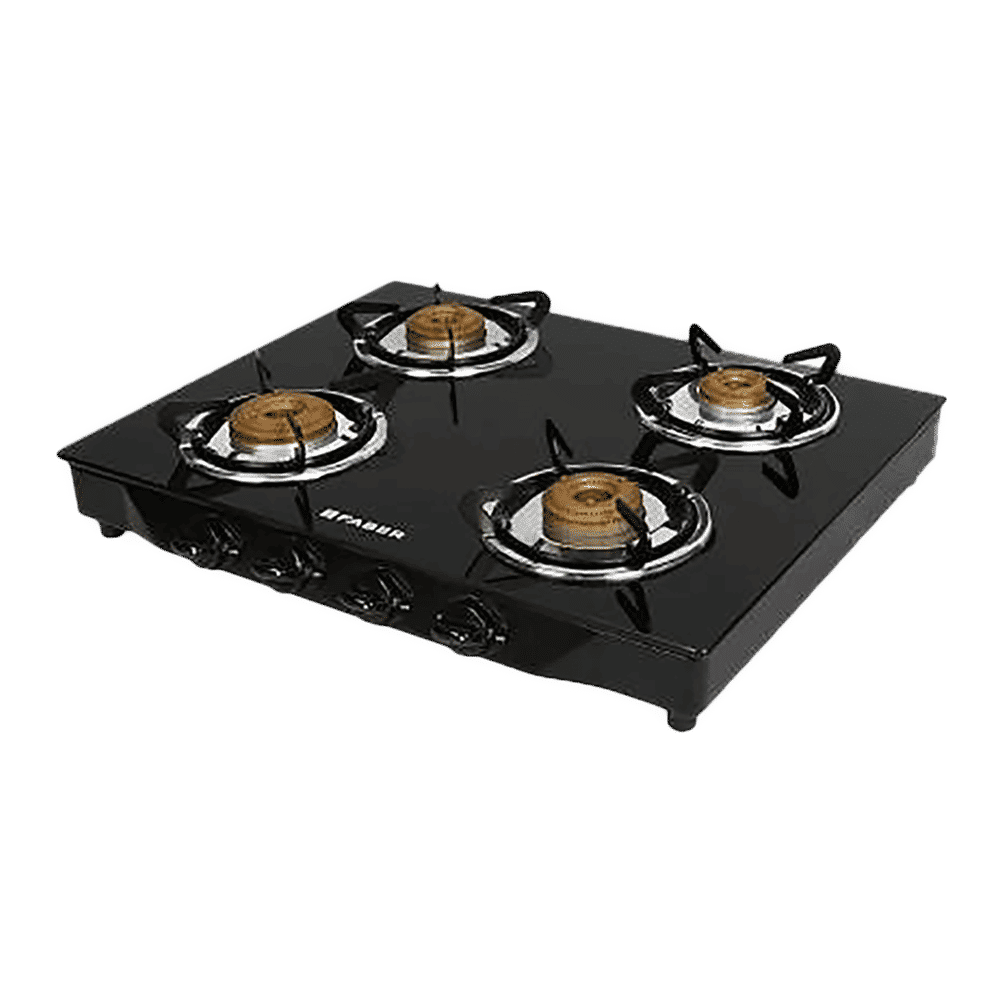 Faber Jumbo 4BB BK Toughened Glass Top 4 Burner Manual Gas Stove (Corrosion Resistance, Black)_13