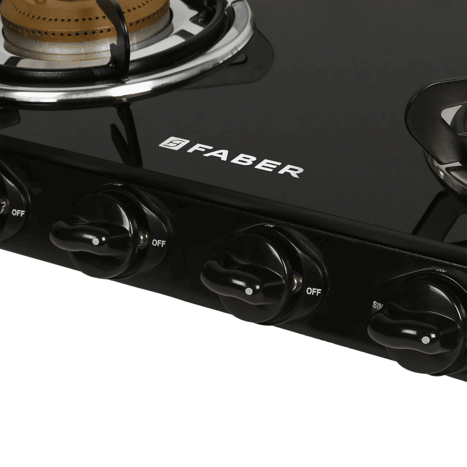 Faber Jumbo 4BB BK Toughened Glass Top 4 Burner Manual Gas Stove (Corrosion Resistance, Black)_5