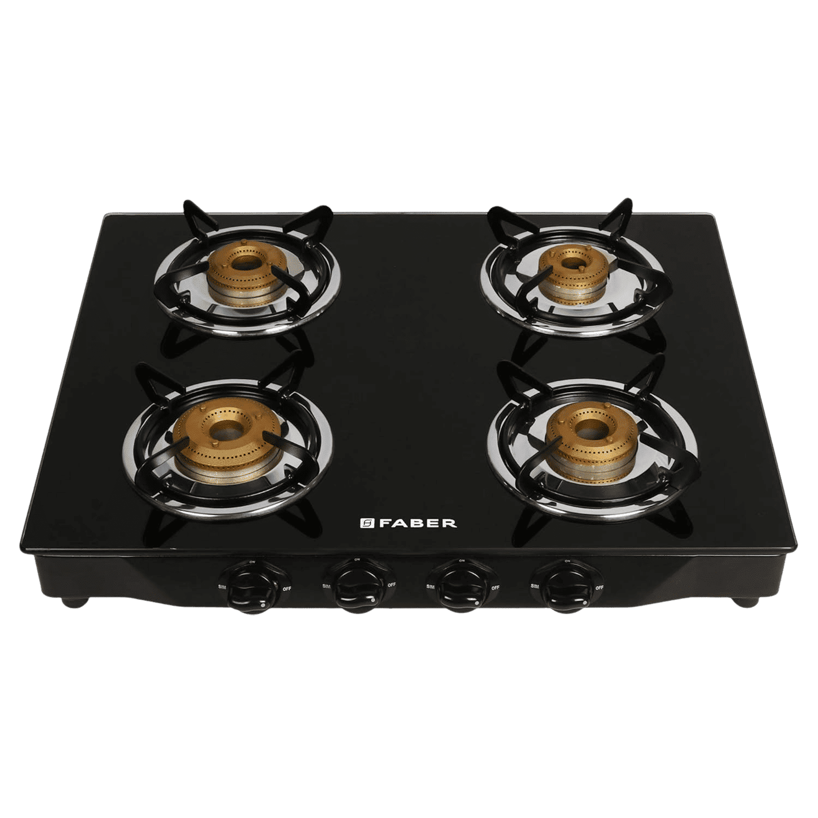 Faber Jumbo 4BB BK Toughened Glass Top 4 Burner Manual Gas Stove (Corrosion Resistance, Black)_7