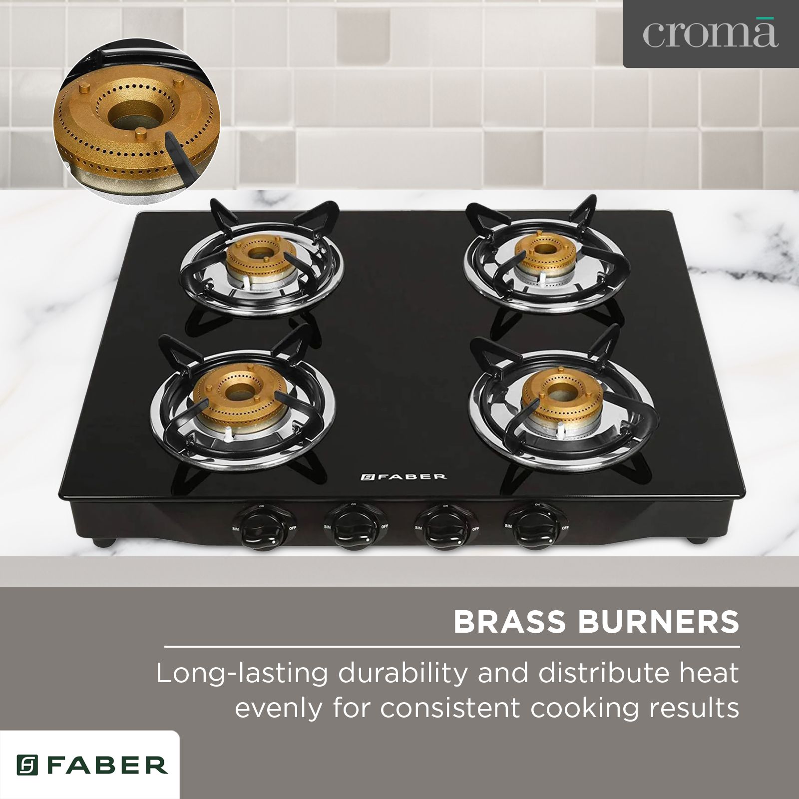 Faber Jumbo 4BB BK AI Toughened Glass Top 4 Burner Automatic Gas Stove (Corrosion Resistance, Black)_11
