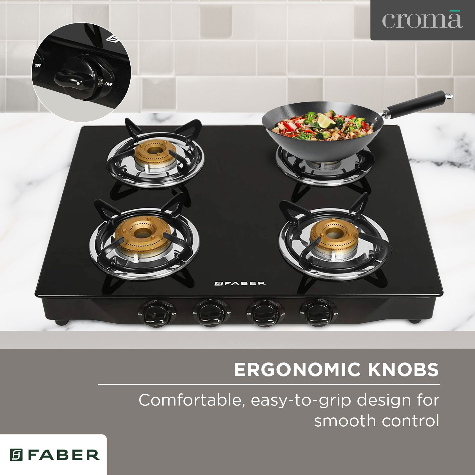Faber Jumbo 4BB BK AI Toughened Glass Top 4 Burner Automatic Gas Stove (Corrosion Resistance, Black)_14