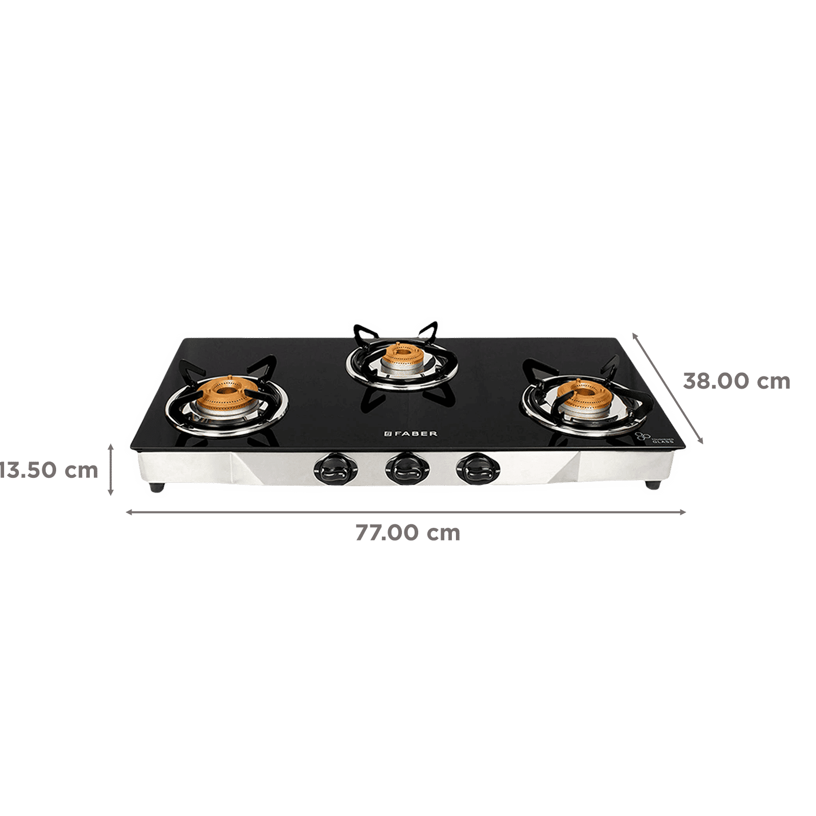 Faber Jumbo 3BB SS Toughened Glass Top 3 Burner Manual Gas Stove (Corrosion Resistance, Black)_2