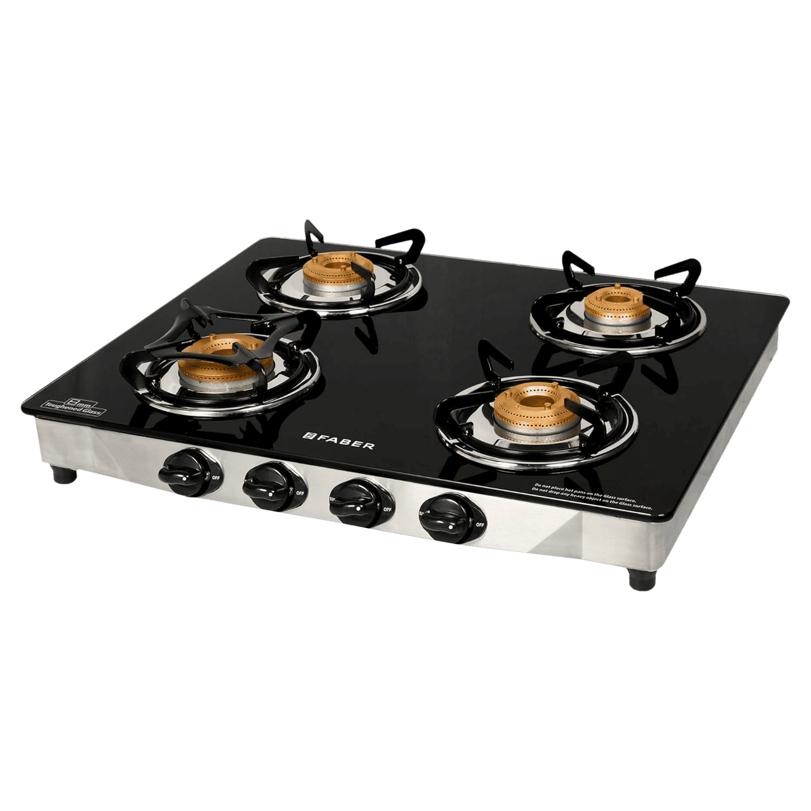 Faber Jumbo 4BB SS Toughened Glass Top 4 Burner Manual Gas Stove (Corrosion Resistance, Black)_1