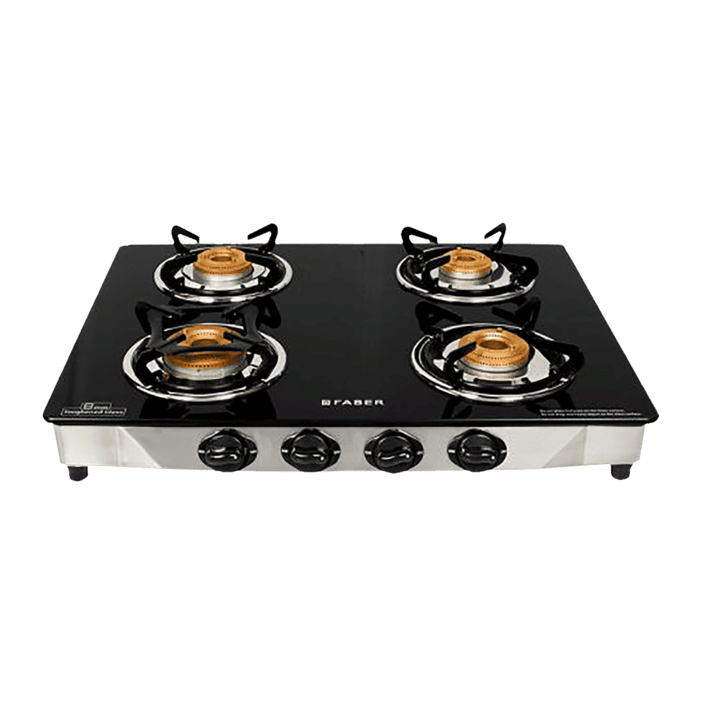 Faber Jumbo 4BB SS Toughened Glass Top 4 Burner Manual Gas Stove (Corrosion Resistance, Black)_14