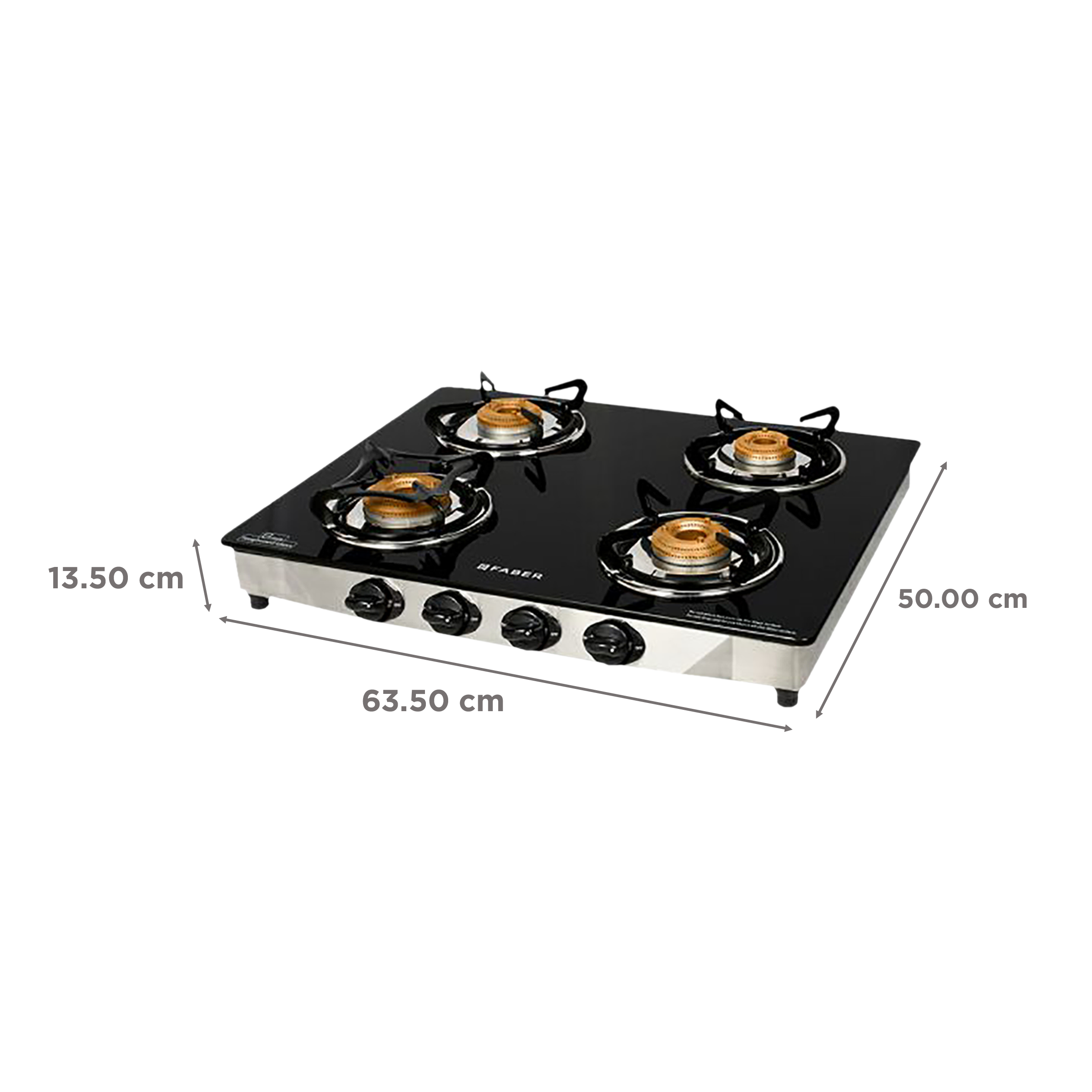 Faber Jumbo 4BB SS Toughened Glass Top 4 Burner Manual Gas Stove (Corrosion Resistance, Black)_2