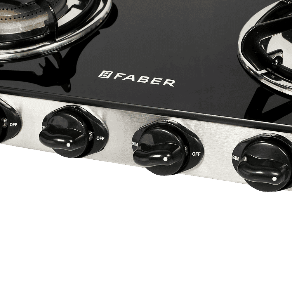 Faber Jumbo 4BB SS Toughened Glass Top 4 Burner Manual Gas Stove (Corrosion Resistance, Black)_5