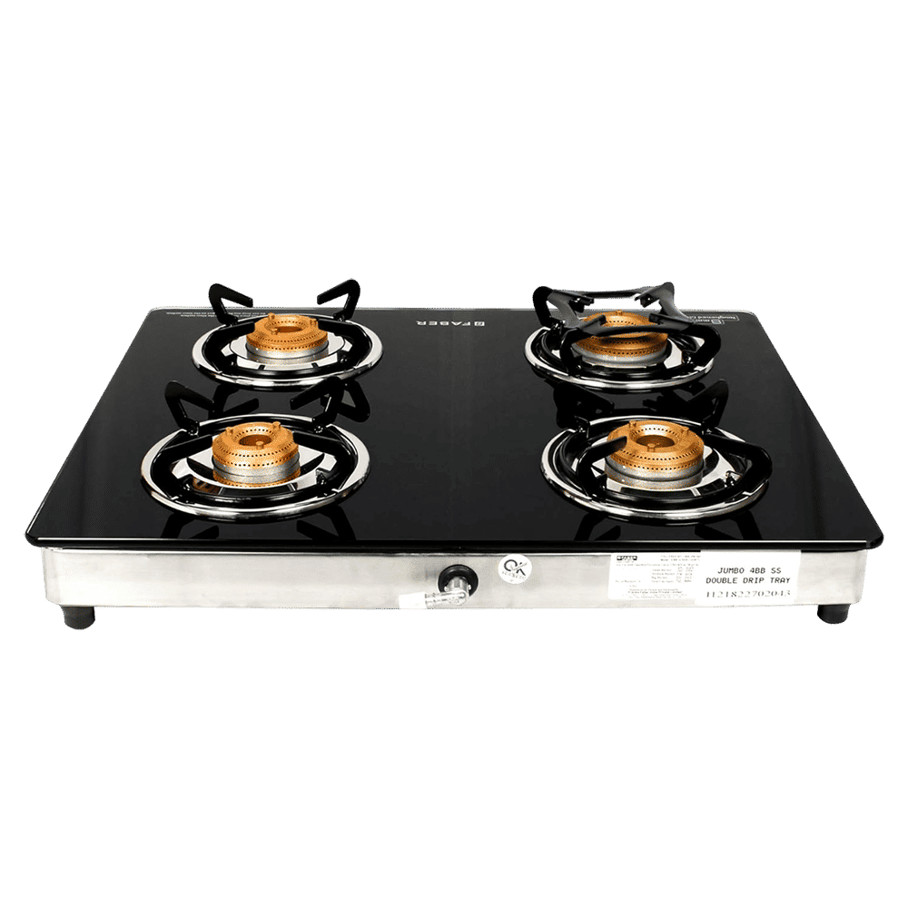 Faber Jumbo 4BB SS Toughened Glass Top 4 Burner Manual Gas Stove (Corrosion Resistance, Black)_6