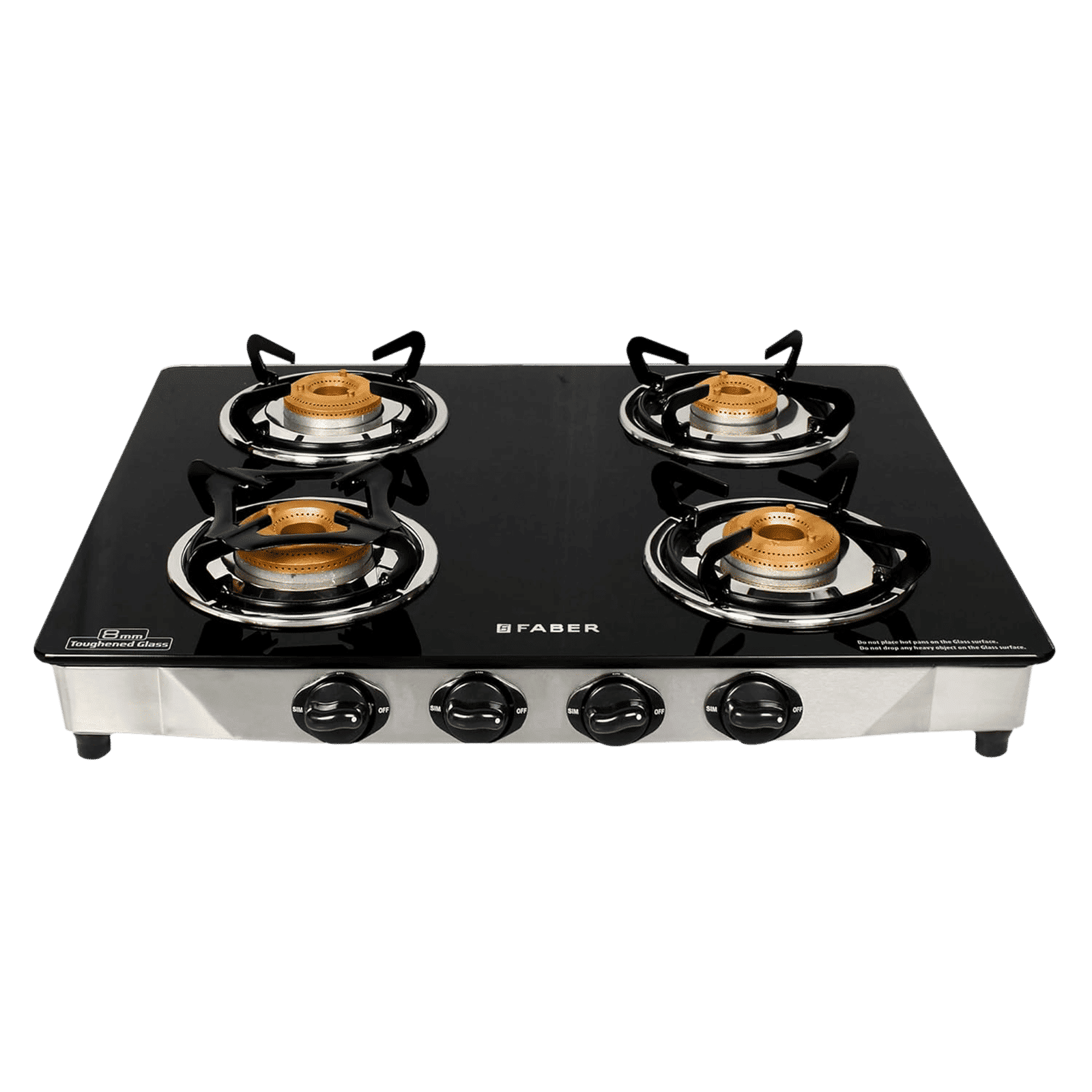 Faber Jumbo 4BB SS Toughened Glass Top 4 Burner Manual Gas Stove (Corrosion Resistance, Black)_7