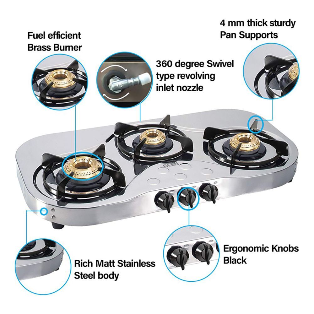 Glen 1035 SS HF BB 3 Burner Manual Gas Stove (360 Degree Revolving Nozzle, Silver)_11