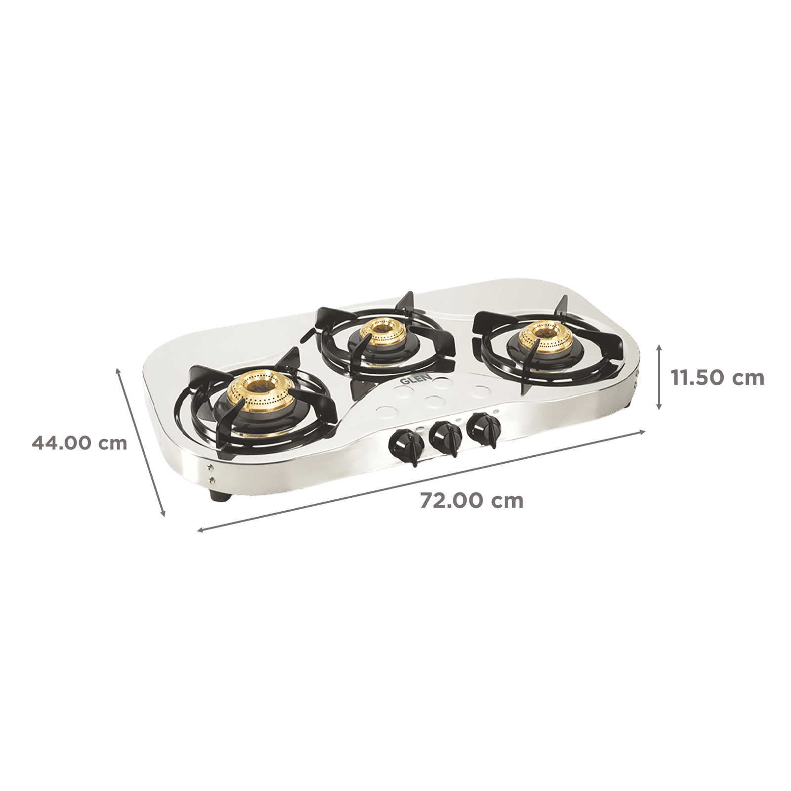 Glen 1035 SS HF BB 3 Burner Manual Gas Stove (360 Degree Revolving Nozzle, Silver)_2