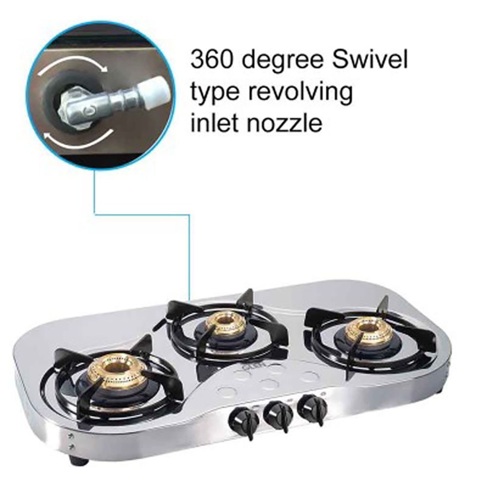 Glen 1035 SS HF BB 3 Burner Manual Gas Stove (360 Degree Revolving Nozzle, Silver)_5