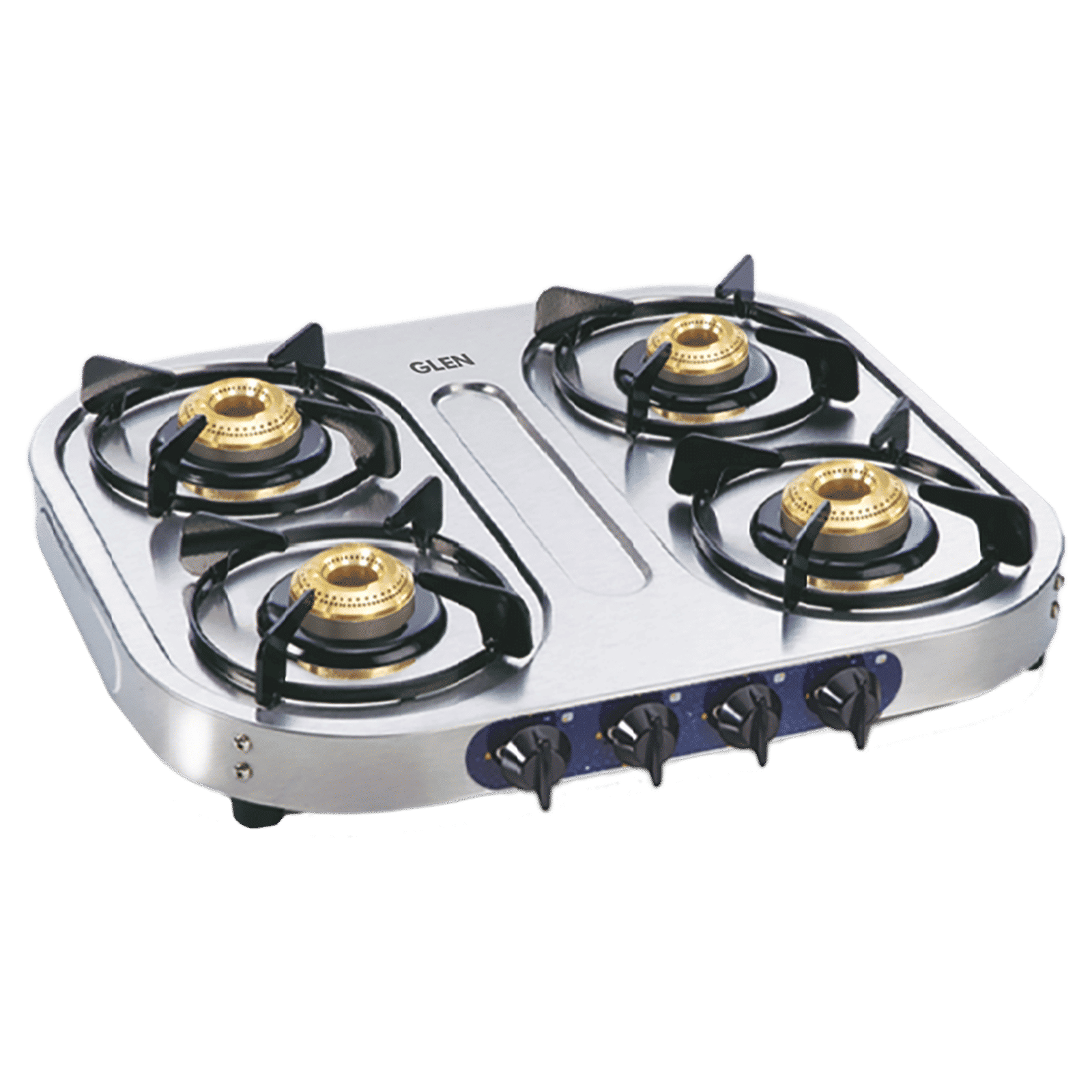 Glen 1044 HF 4 Burner Manual Gas Stove (360 Degree Revolving Nozzle, Silver)_1