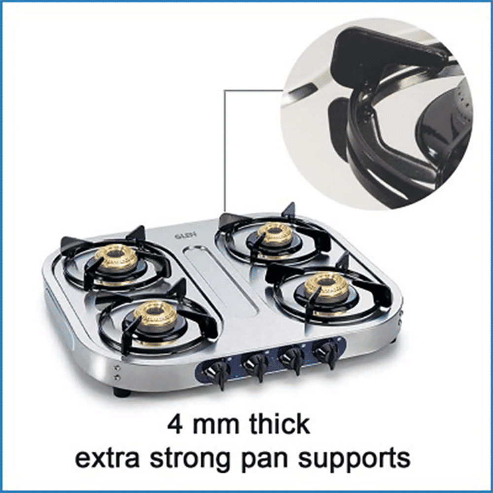 Glen 1044 HF 4 Burner Manual Gas Stove (360 Degree Revolving Nozzle, Silver)_11