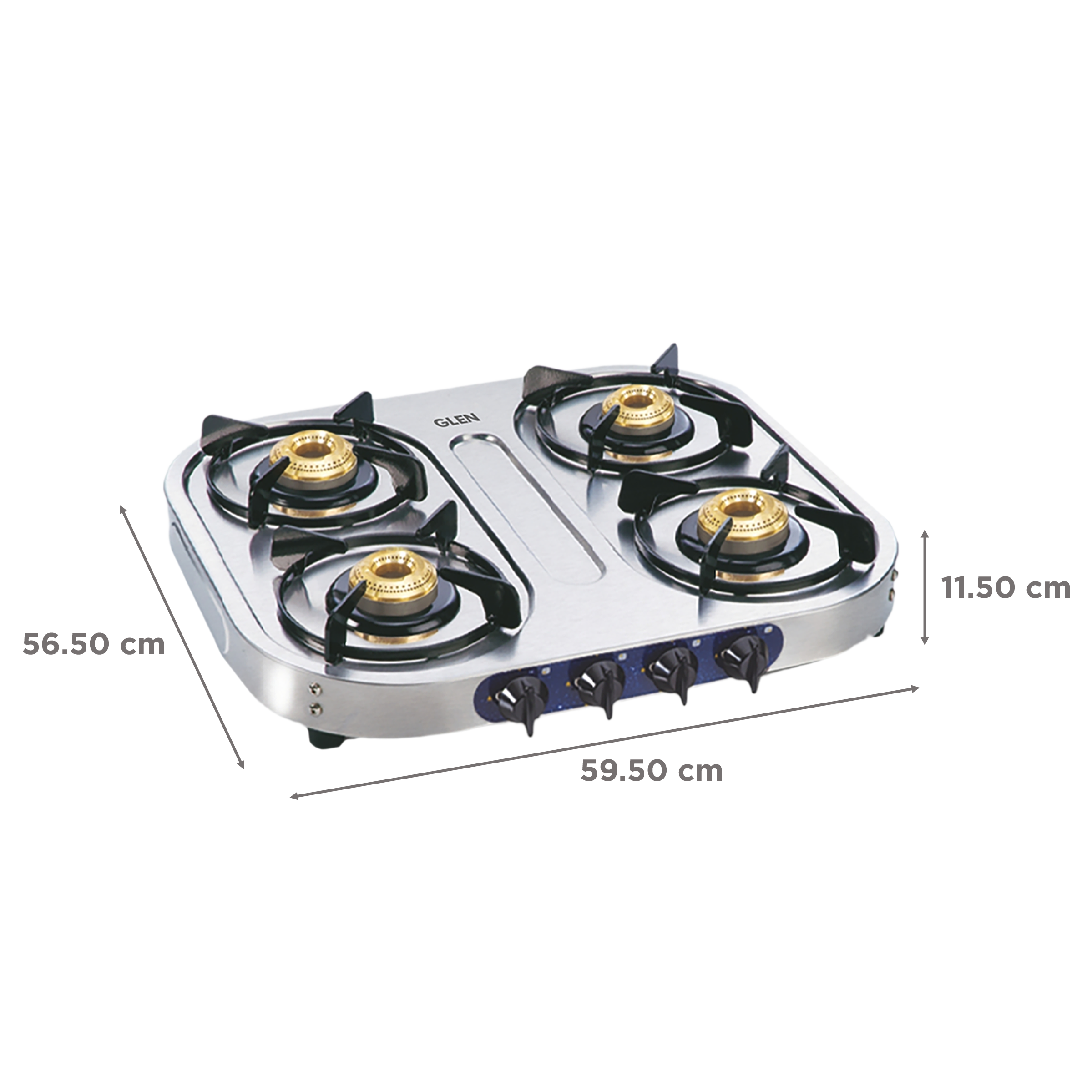 Glen 1044 HF 4 Burner Manual Gas Stove (360 Degree Revolving Nozzle, Silver)_2