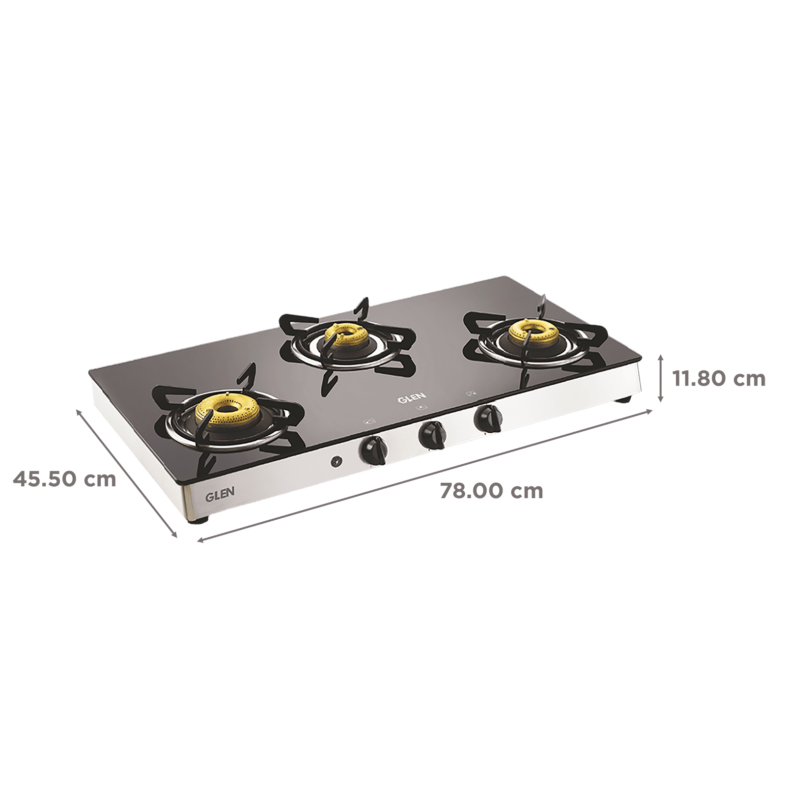 Glen 1038 GT FB Toughened Glass Top 3 Burner Manual Gas Stove (Scratch & Stain Resistant, Silver)_2