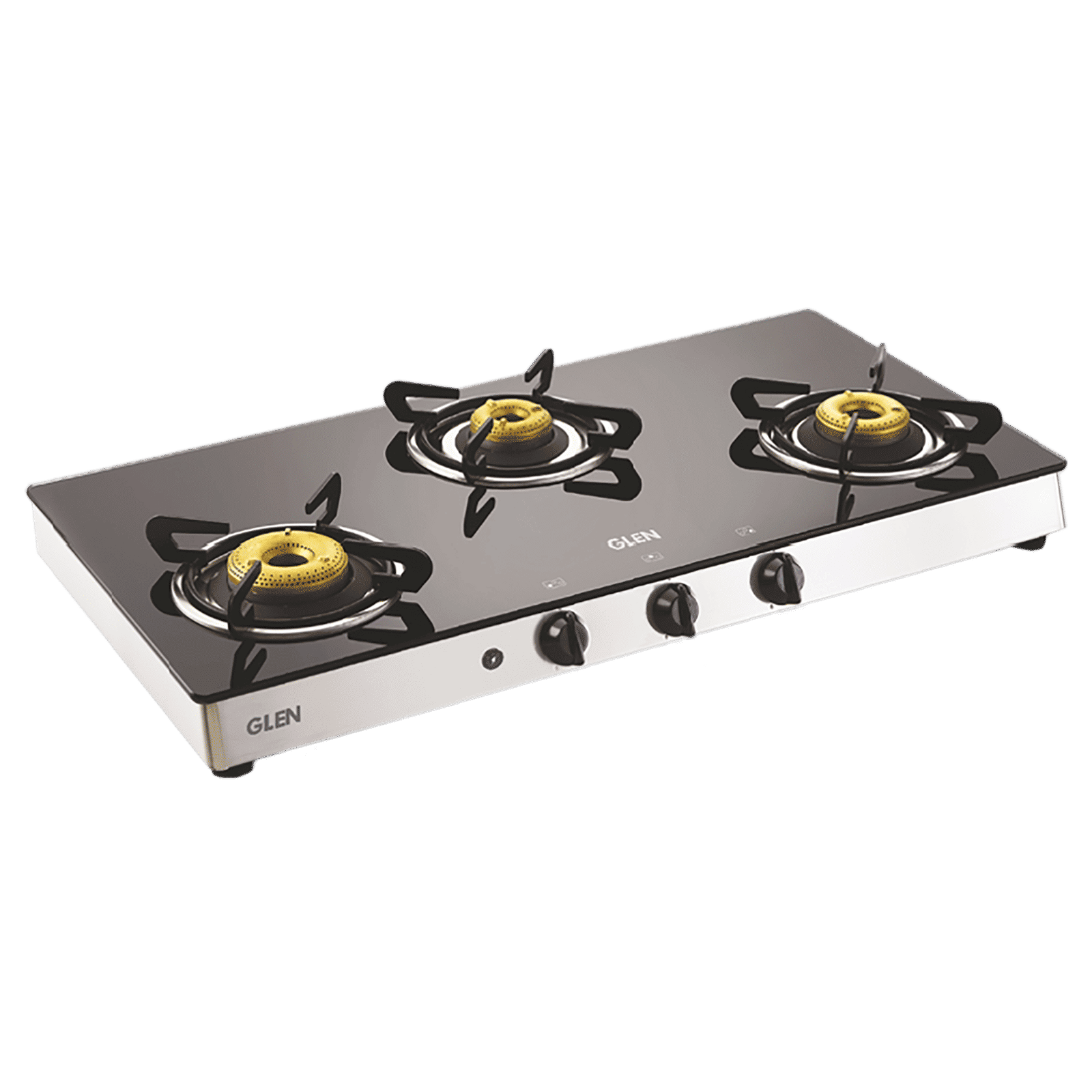 Glen 1038 GT FB AI Toughened Glass Top 3 Burner Automatic Gas Stove (Scratch & Stain Resistant, Silver) Glen 1038 GT FB AI Toughened Glass Top 3 Burner Automatic Gas Stove (Scratch & Stain Resistant, Silver)_1