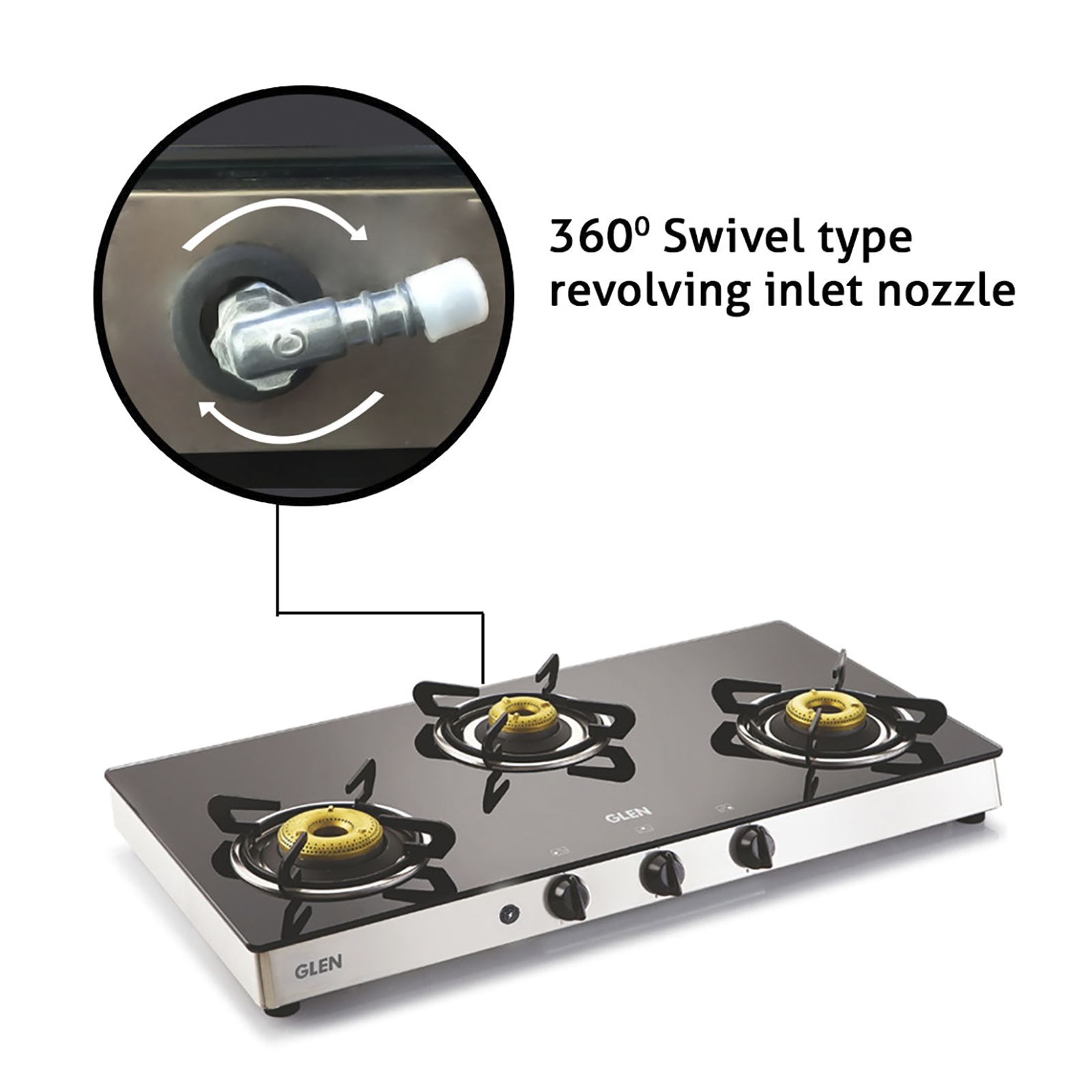 Glen 1038 GT FB AI Toughened Glass Top 3 Burner Automatic Gas Stove (Scratch & Stain Resistant, Silver) Glen 1038 GT FB AI Toughened Glass Top 3 Burner Automatic Gas Stove (Scratch & Stain Resistant, Silver)_5