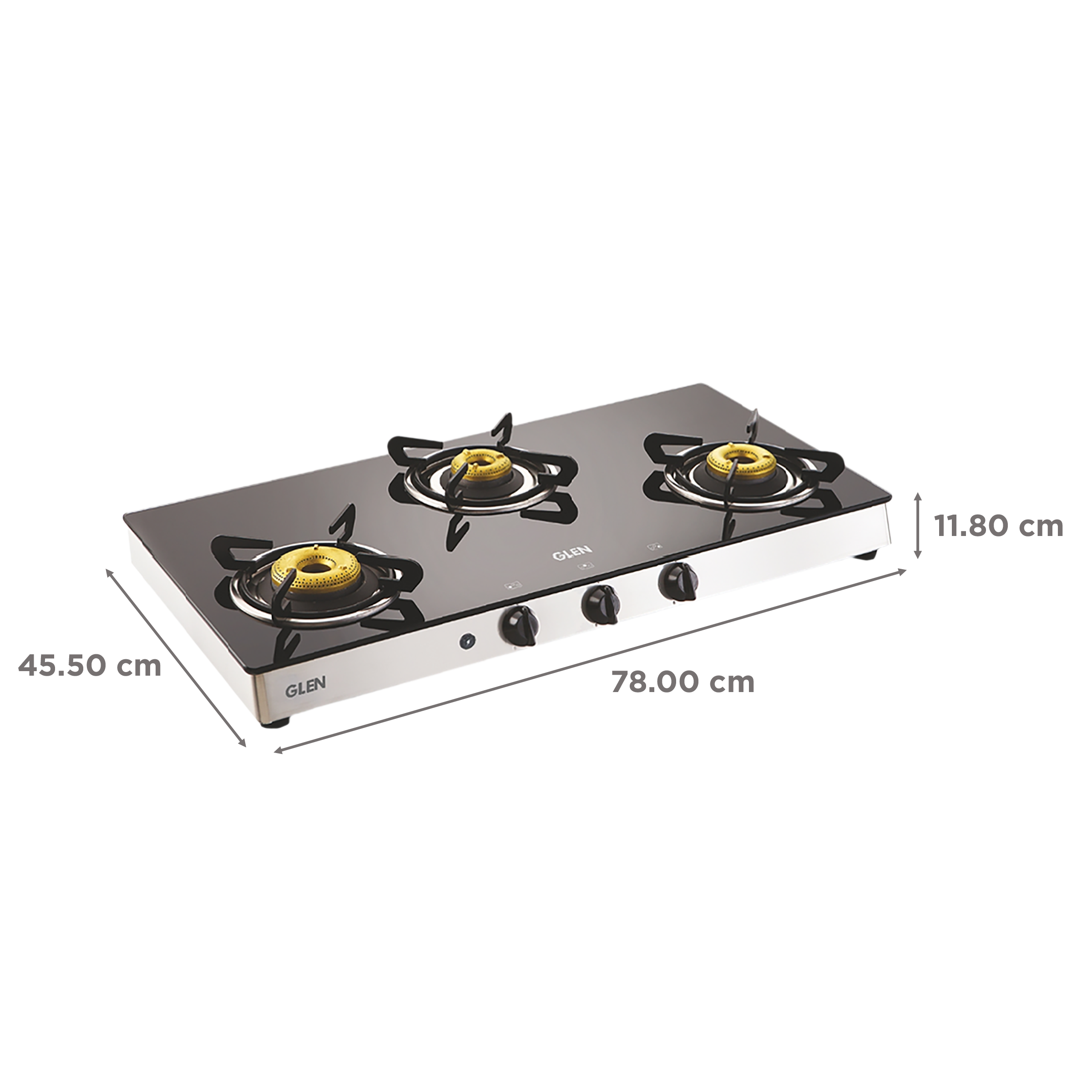 Glen 1038 GT FB AI Toughened Glass Top 3 Burner Automatic Gas Stove (Scratch & Stain Resistant, Silver) Glen 1038 GT FB AI Toughened Glass Top 3 Burner Automatic Gas Stove (Scratch & Stain Resistant, Silver)_2