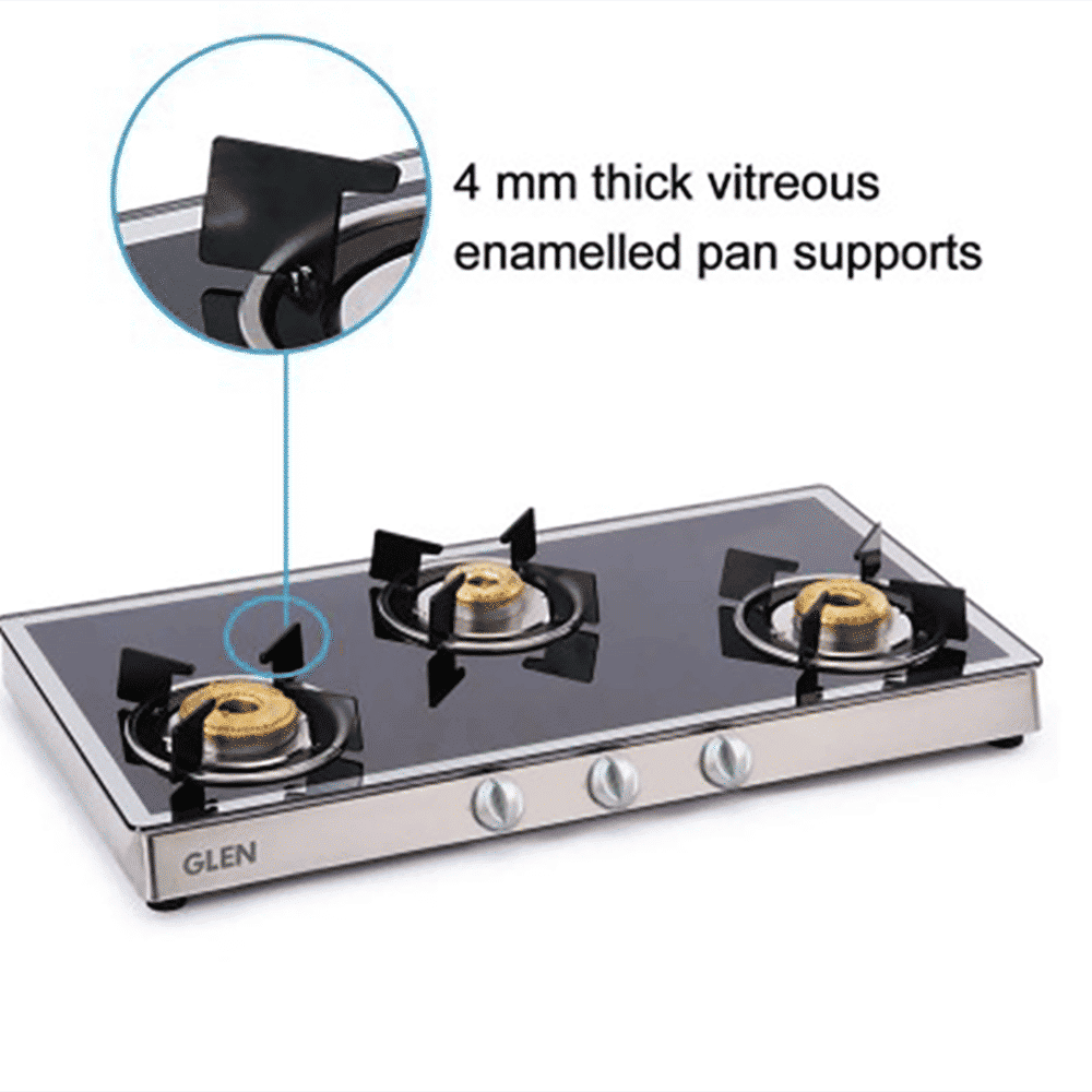 Glen 1038 GT FBM Toughened Glass Top 3 Burner Manual Gas Stove (Scratch & Stain Resistant, Black/White)_6
