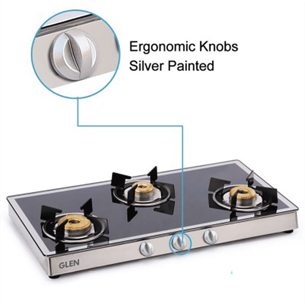 Glen 1038 GT FBM Toughened Glass Top 3 Burner Manual Gas Stove (Scratch & Stain Resistant, Black/White)_7