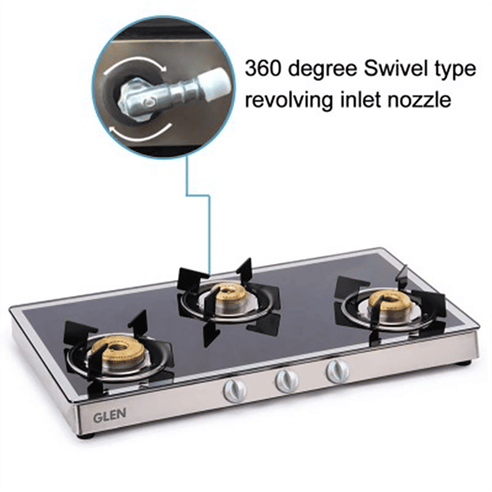 Glen 1038 GT FBM Toughened Glass Top 3 Burner Manual Gas Stove (Scratch & Stain Resistant, Black/White)_8