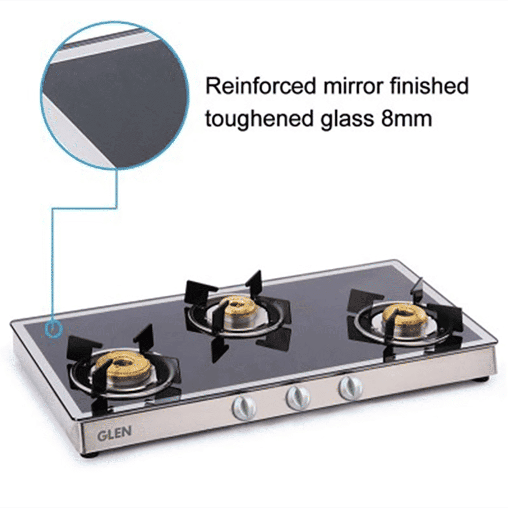 Glen 1038 GT FBM Toughened Glass Top 3 Burner Manual Gas Stove (Scratch & Stain Resistant, Black/White)_10